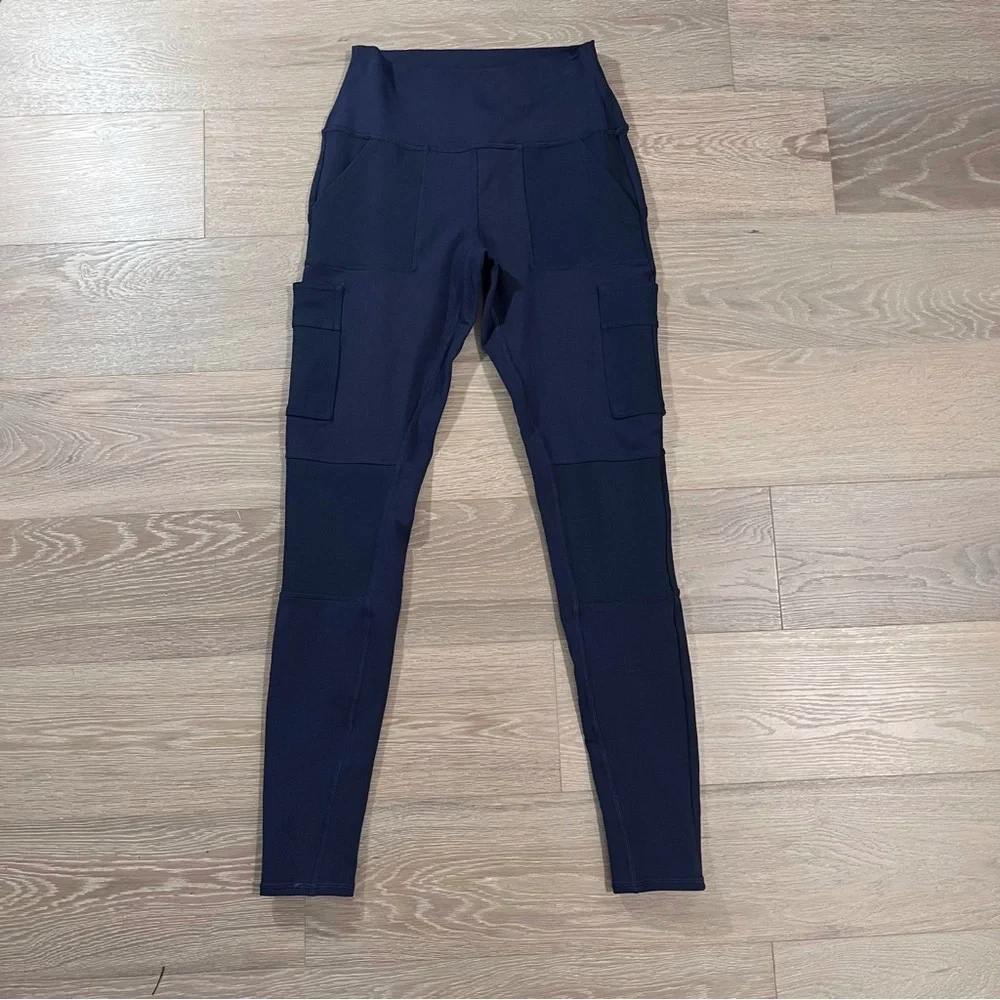 Alo Yoga High Waist Cargo Pocket Leggings Blue Small - Picture 2 of 7